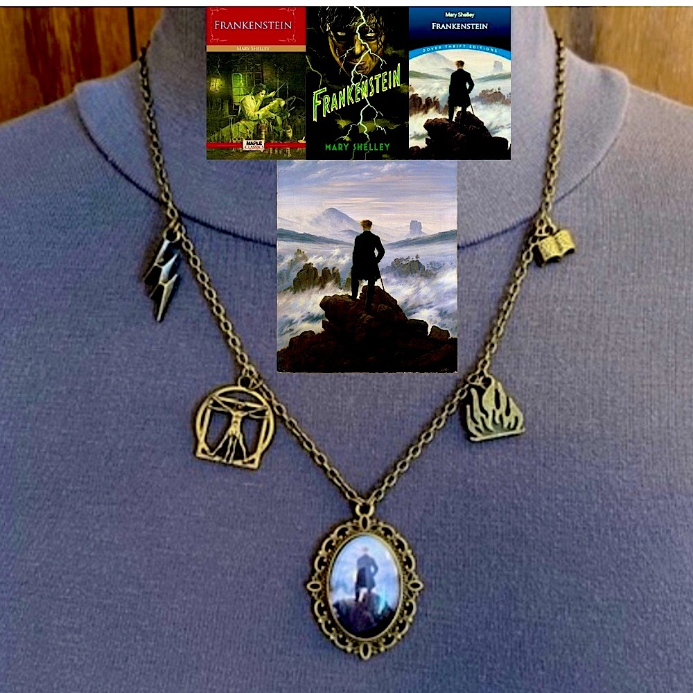 Victor Frankenstein Handmade Character Necklace, Wanderer Above the Sea of Fog
